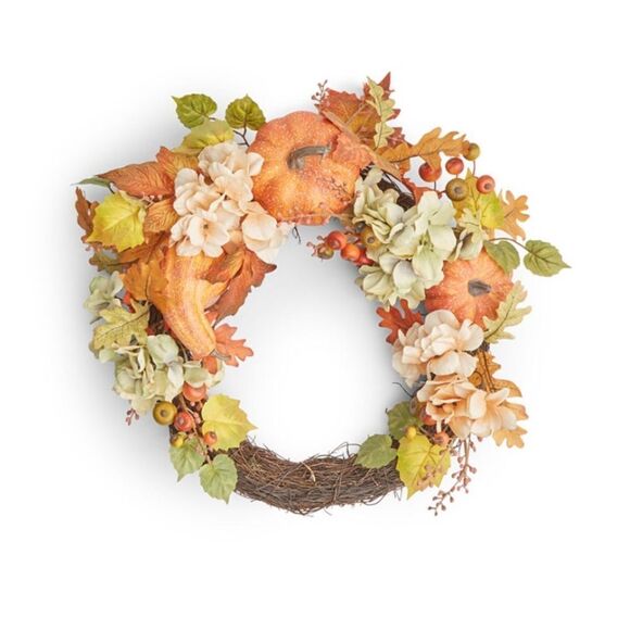 Martha Stewart Collection Pumpkin and Leaves
Asymmetrical Harvest Wreath, - Picture 1 of 3
